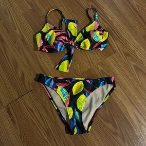 Tabitha Brown Lemon Colorful Women’s Bikini Summer Swimwear Set Size XS